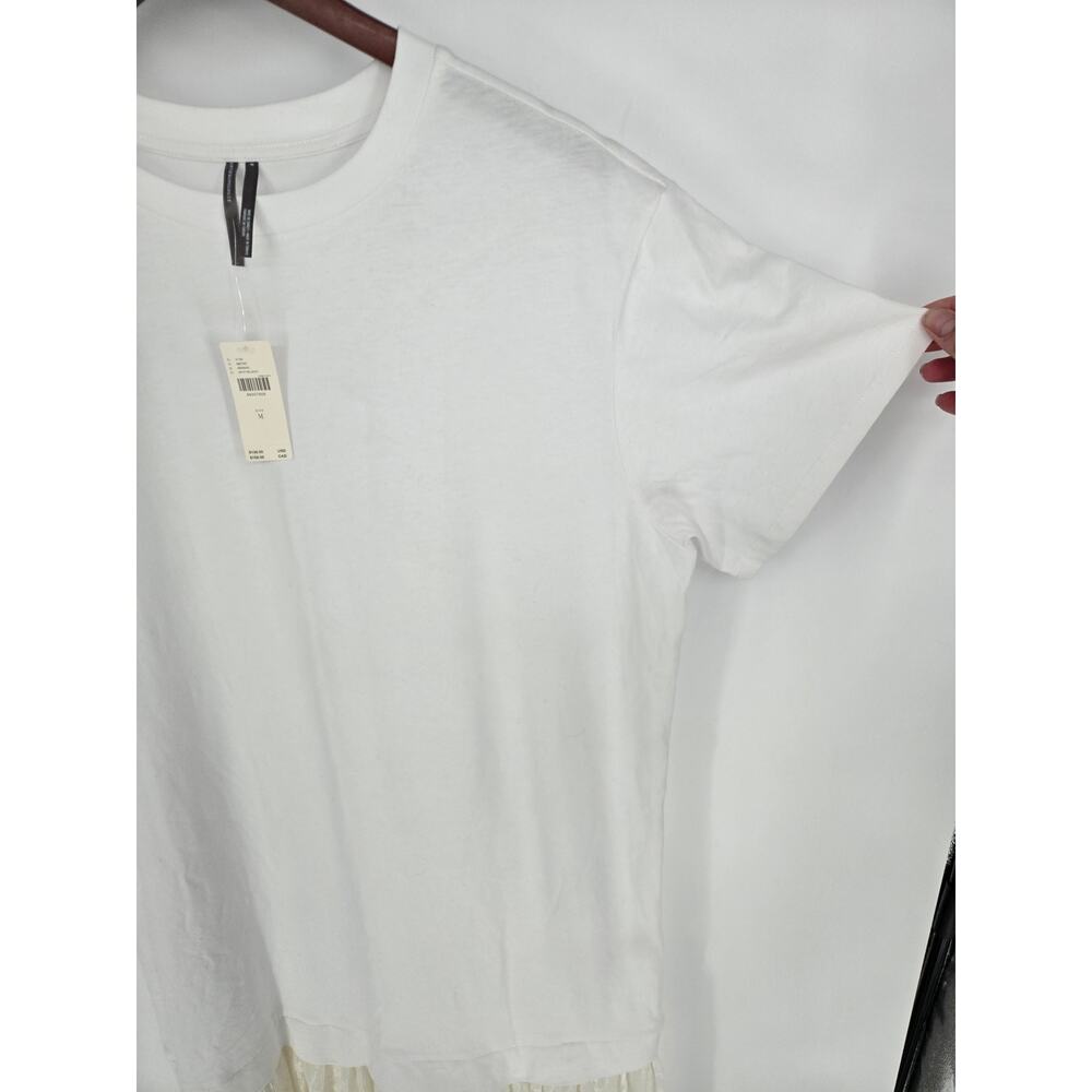 Anthropologie White T-Shirt Dress 100% Cotton Lace Layer Women's M New NWT - Picture 3 of 9